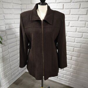 Flair Sport Ladies Size 16 Dark Brown 70% Wool Full Zip Fully Lined Coat